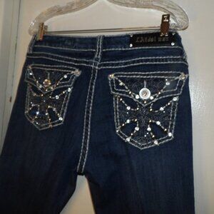 L.A. idol Women's Blue Jeans with Embellished Pockets